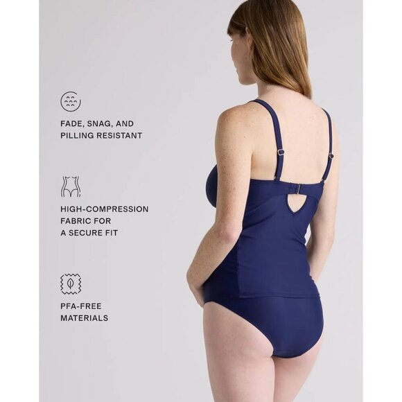 NWT Quince Medium Maternity Tankini Top Swim Swimsuit Navy Bathing Suit Italian - Picture 7 of 7